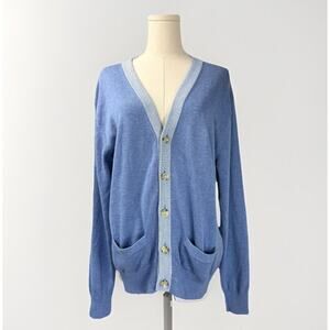 Wilkes Bashford Cardigan Womens L Academia Heritage Classic Prep 90s Silk Button
